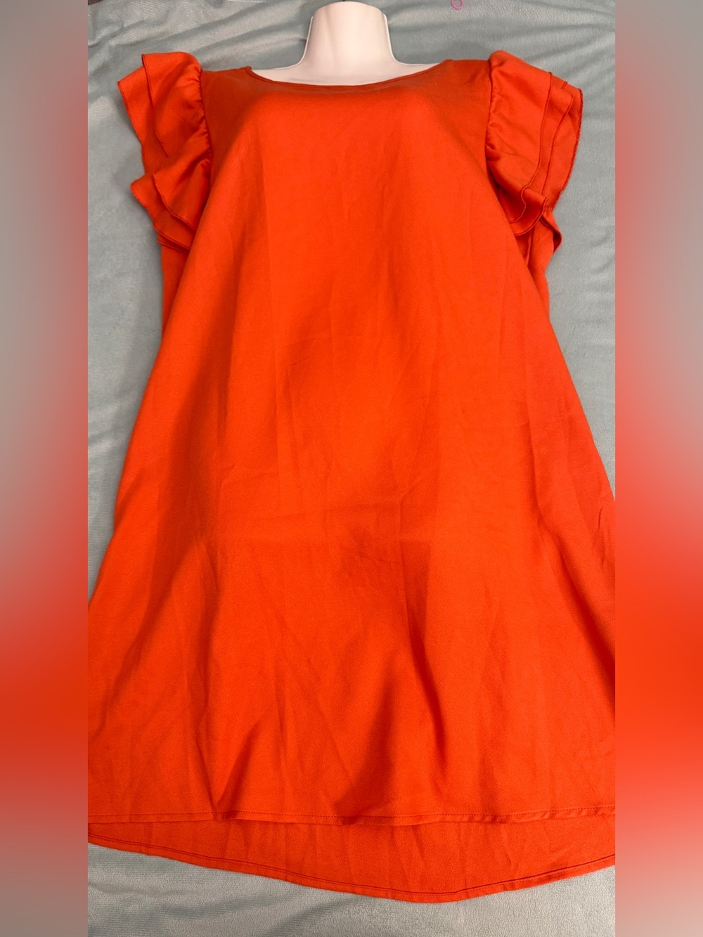 SHEIN Bright Orange Ruffle-Sleeve Shift Dress